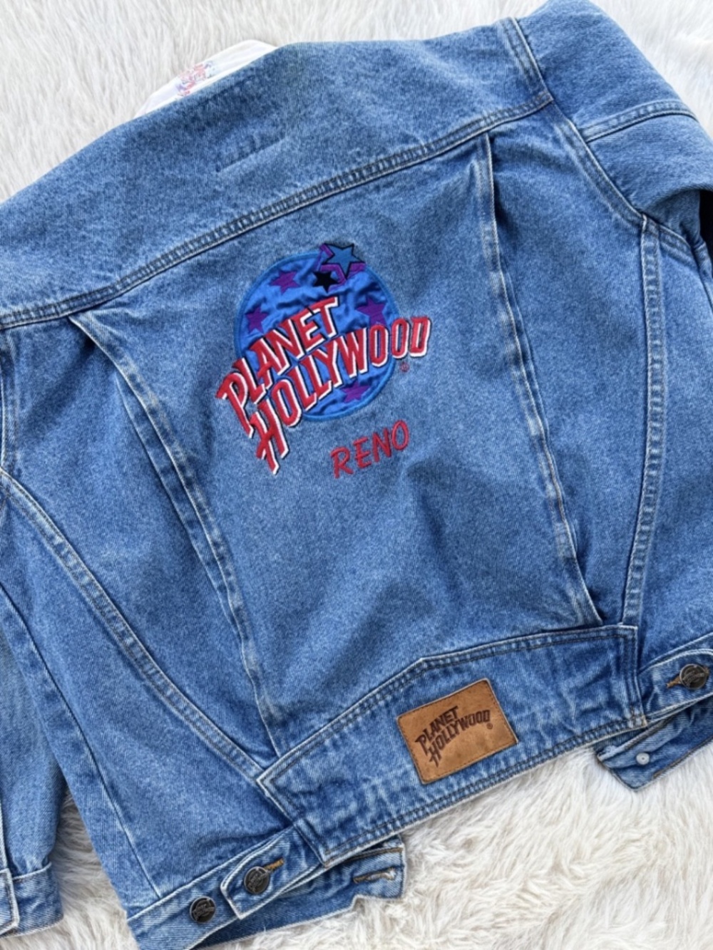 Iconic Vintage 1991 Planet Hollywood RENO Denim Blue Jean Jacket Adult Size XL